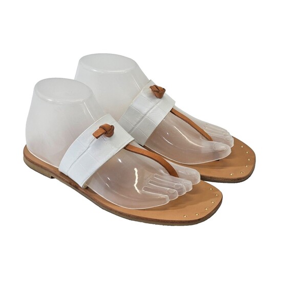 GC Women's 37.5 Joie A La Plage Leather Flip Flop Thong Sandals Flat Shoes EUC - Picture 1 of 8